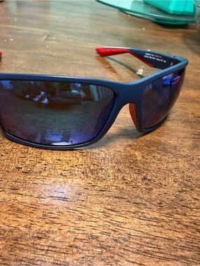 Costa Men's Matte Blue Sunglasses with Red Temples